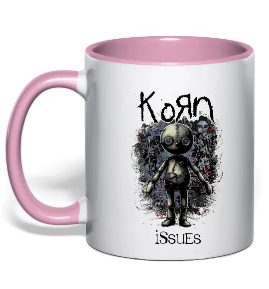 Чашка с цветной ручкой KoRn issues Нежно розовый фото