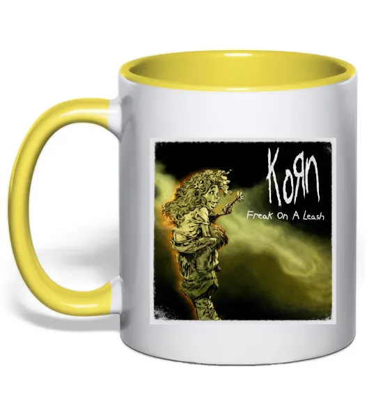 Чашка з кольоровою ручкою Корн Freak on the leash Сонячно жовтий фото