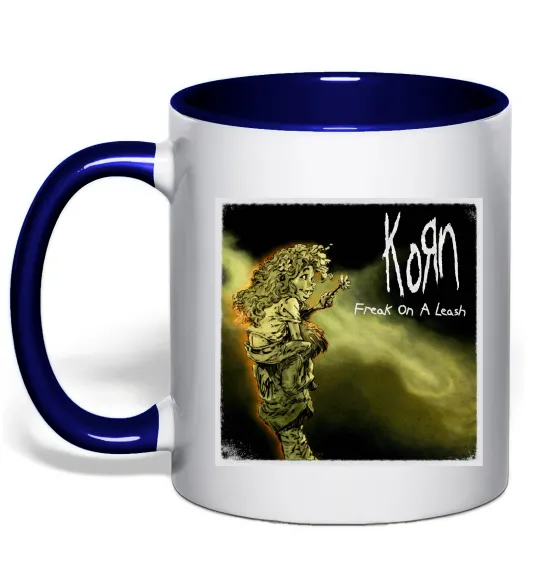 Чашка з кольоровою ручкою Корн Freak on the leash Глибокий темно-синій фото