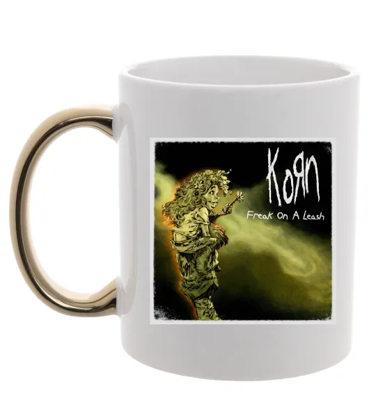 Чашка з кольоровою ручкою Корн Freak on the leash Золото фото