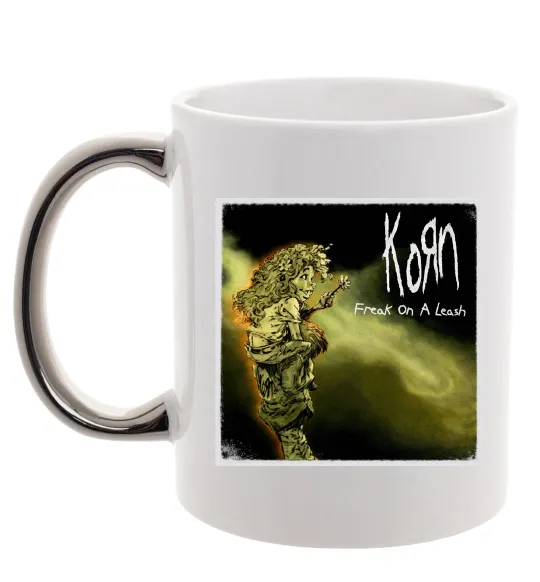 Чашка з кольоровою ручкою Корн Freak on the leash Срібло фото