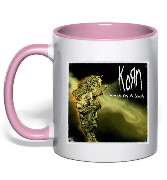 Чашка з кольоровою ручкою Корн Freak on the leash Ніжно рожевий фото