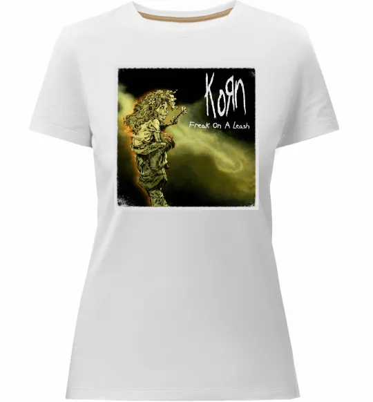 Жіноча преміум футболка Корн Freak on the leash Білий фото