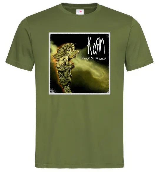 Мужская футболка Корн Freak on the leash Оливковый фото