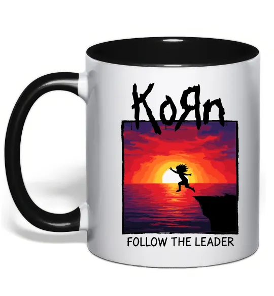 Чашка с цветной ручкой Korn follow the leader Черный фото