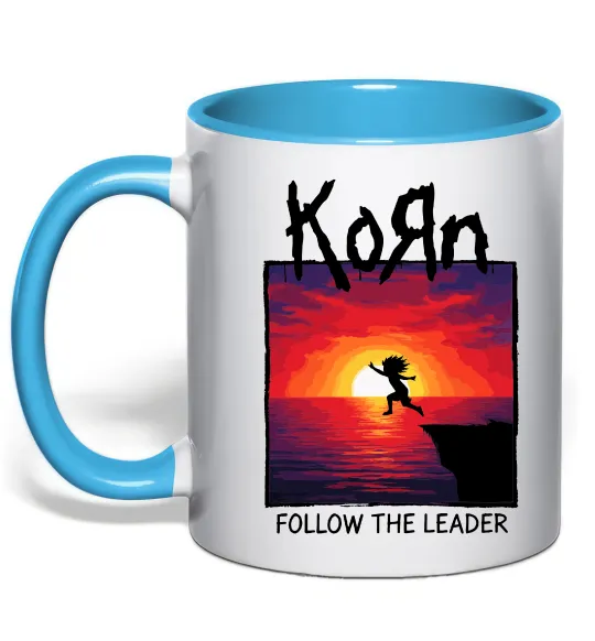 Чашка с цветной ручкой Korn follow the leader Голубой фото
