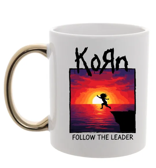 Чашка с цветной ручкой Korn follow the leader Золото фото