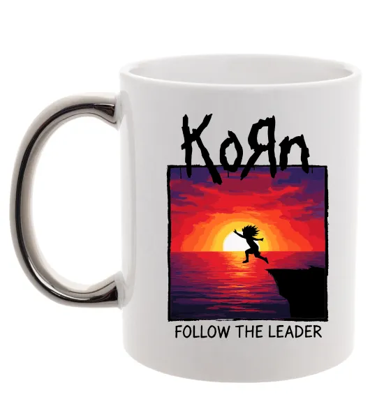 Чашка с цветной ручкой Korn follow the leader Серебро фото