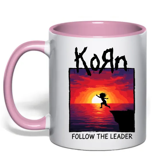Чашка с цветной ручкой Korn follow the leader Нежно розовый фото