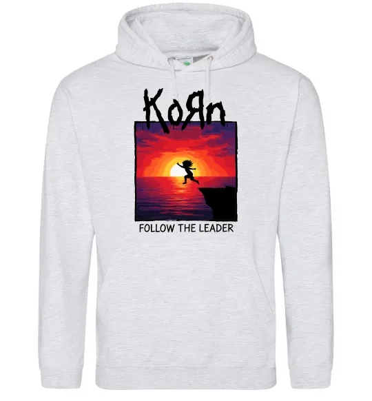 Мужская толстовка (худи) Korn follow the leader Серый меланж фото