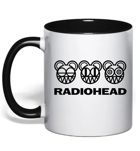 Чашка з кольоровою ручкою Radiohead logo Чорний фото