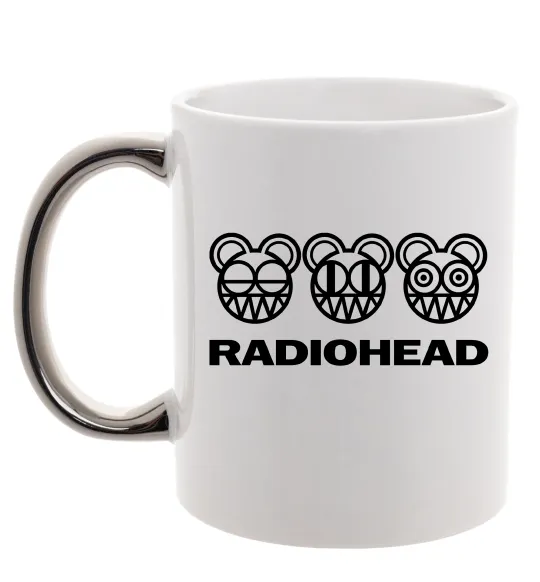 Чашка з кольоровою ручкою Radiohead logo Срібло фото