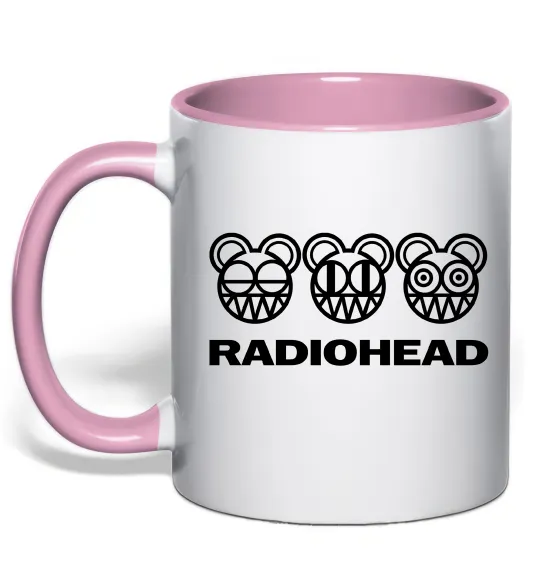 Чашка з кольоровою ручкою Radiohead logo Ніжно рожевий фото