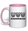 Чашка з кольоровою ручкою Radiohead logo Ніжно рожевий фото