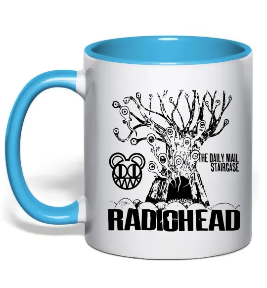 Чашка з кольоровою ручкою Daily mail staircase Radiohead Блакитний фото