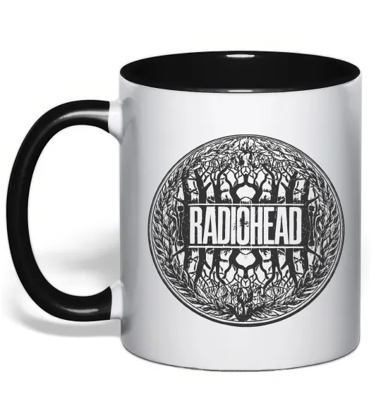 Чашка з кольоровою ручкою Radiohead art Чорний фото