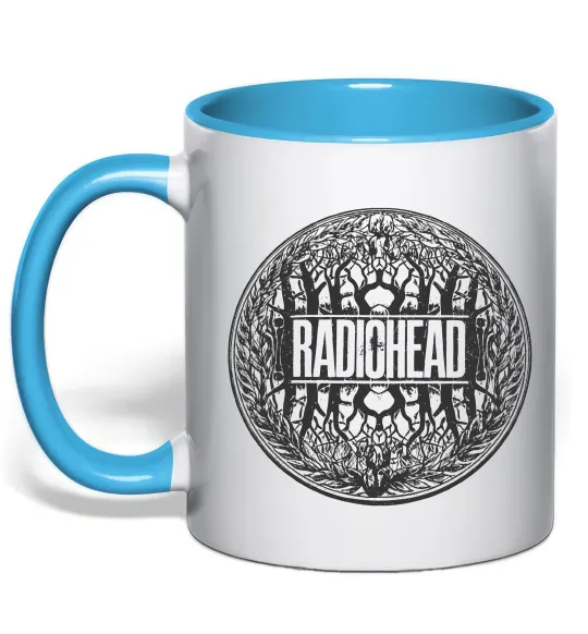 Чашка з кольоровою ручкою Radiohead art Блакитний фото