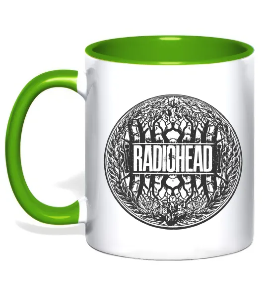 Чашка з кольоровою ручкою Radiohead art Зелений фото