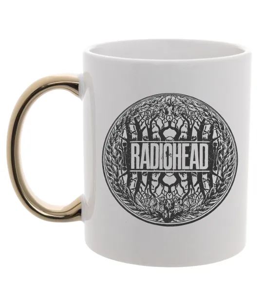 Чашка з кольоровою ручкою Radiohead art Золото фото