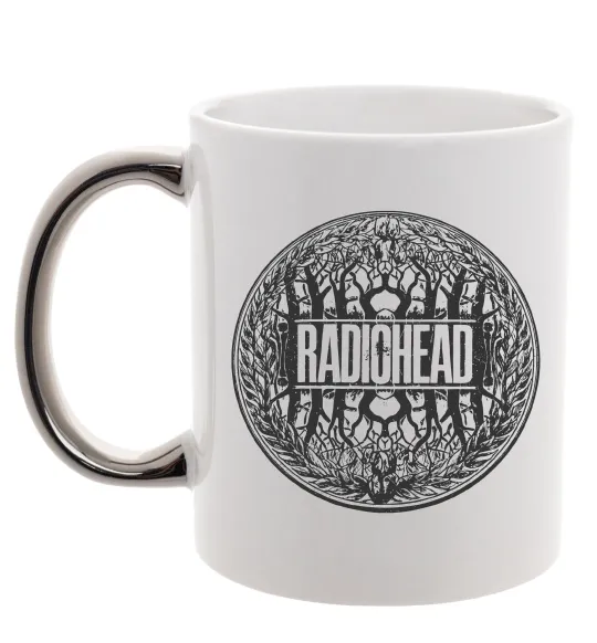 Чашка з кольоровою ручкою Radiohead art Срібло фото