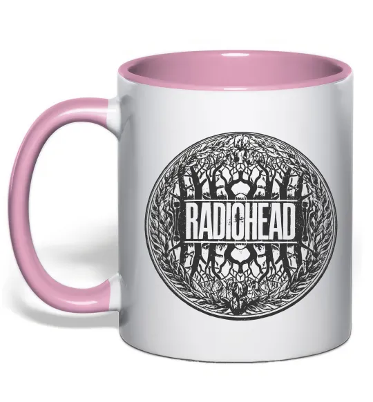 Чашка з кольоровою ручкою Radiohead art Ніжно рожевий фото