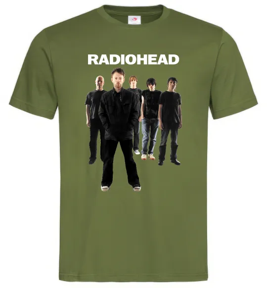 Чоловіча футболка Radiohead band Оливковий фото