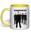 Чашка з кольоровою ручкою Radiohead band Сонячно жовтий фото