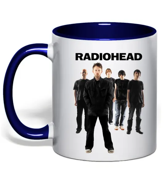 Чашка з кольоровою ручкою Radiohead band Глибокий темно-синій фото