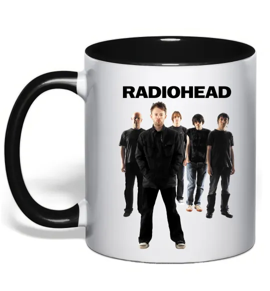 Чашка з кольоровою ручкою Radiohead band Чорний фото