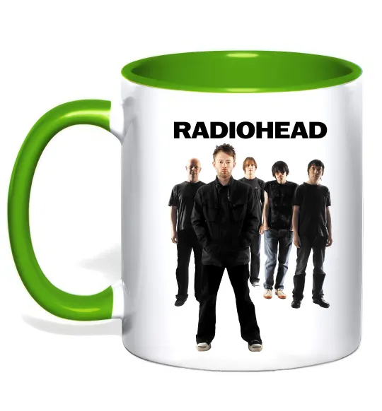 Чашка з кольоровою ручкою Radiohead band Лаймовий фото
