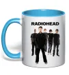Чашка з кольоровою ручкою Radiohead band Блакитний фото