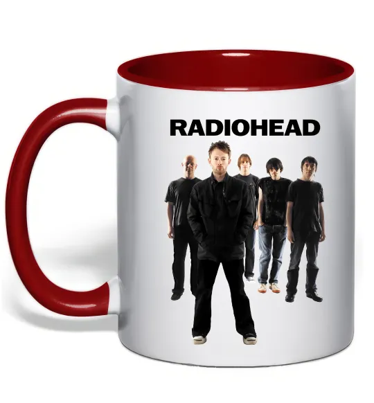 Чашка з кольоровою ручкою Radiohead band Червоний фото