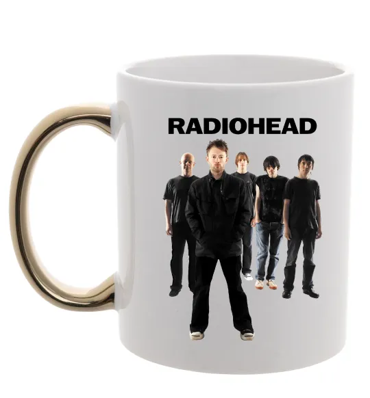 Чашка з кольоровою ручкою Radiohead band Золото фото