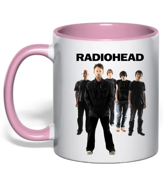 Чашка з кольоровою ручкою Radiohead band Ніжно рожевий фото