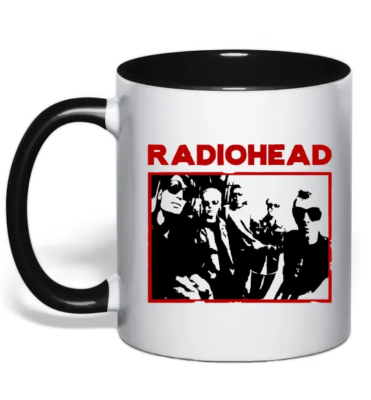 Чашка з кольоровою ручкою Radiohead photo Чорний фото