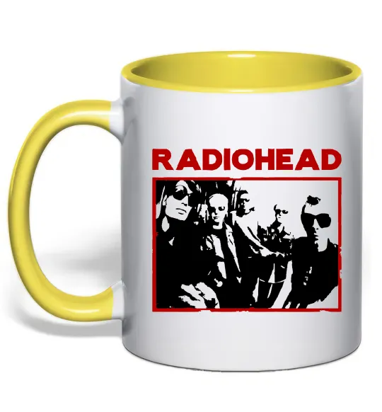 Чашка з кольоровою ручкою Radiohead photo Лимонний фото