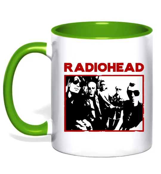 Чашка з кольоровою ручкою Radiohead photo Лаймовий фото