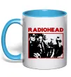 Чашка з кольоровою ручкою Radiohead photo Блакитний фото