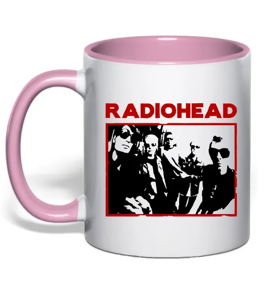 Чашка з кольоровою ручкою Radiohead photo Ніжно рожевий фото