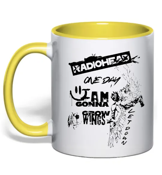 Чашка з кольоровою ручкою Radiohead let down Сонячно жовтий фото