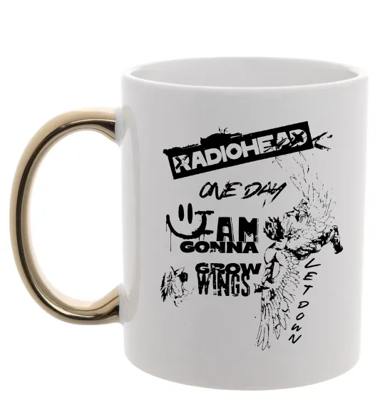 Чашка з кольоровою ручкою Radiohead let down Золото фото
