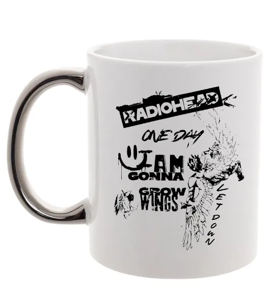 Чашка з кольоровою ручкою Radiohead let down Срібло фото