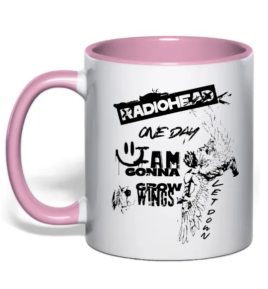 Чашка з кольоровою ручкою Radiohead let down Ніжно рожевий фото