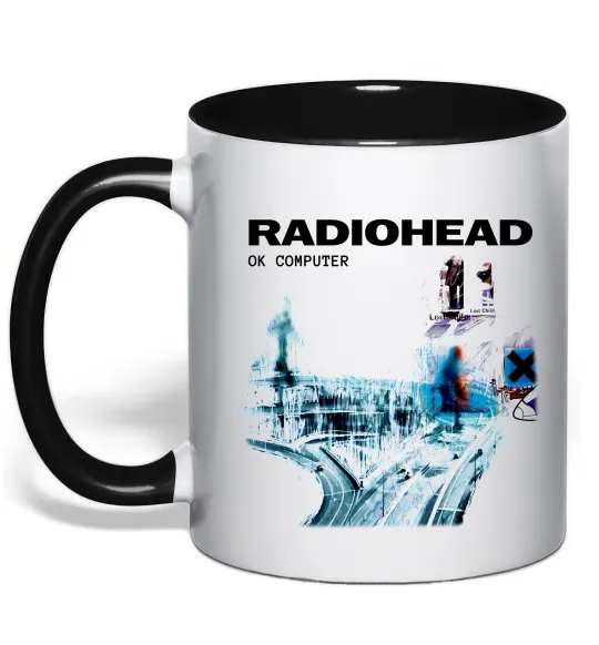 Чашка с цветной ручкой Radiohead ok computer Черный фото