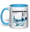 Чашка с цветной ручкой Radiohead ok computer Голубой фото
