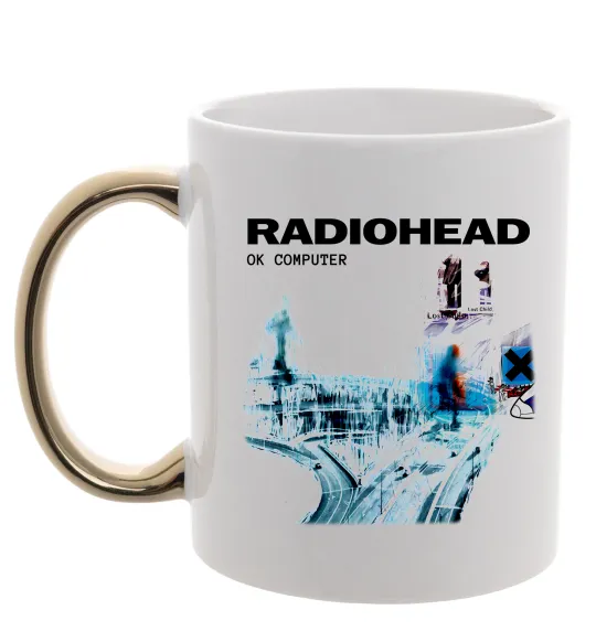 Чашка с цветной ручкой Radiohead ok computer Золото фото