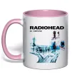 Чашка с цветной ручкой Radiohead ok computer Нежно розовый фото