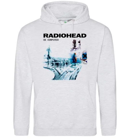 Мужская толстовка (худи) Radiohead ok computer Серый меланж фото