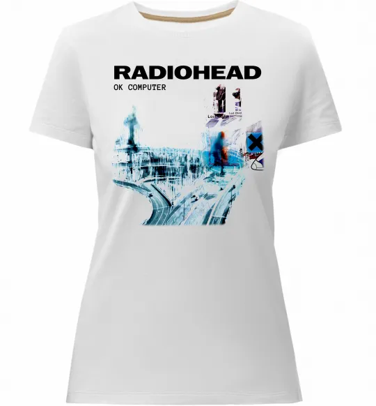 Жіноча преміум футболка Radiohead ok computer Білий фото