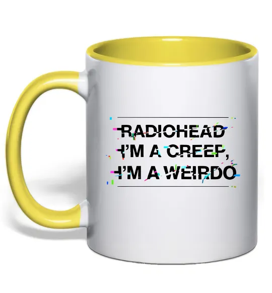 Чашка с цветной ручкой Radiohead Creep Солнечно желтый фото